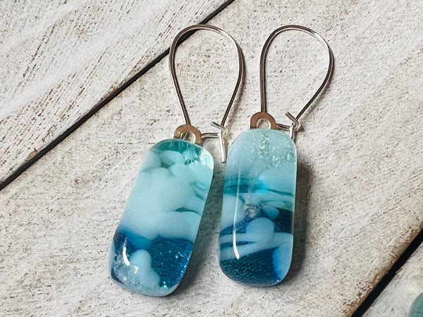 Fused Glass Earrings~ Bottomless Blue  ~