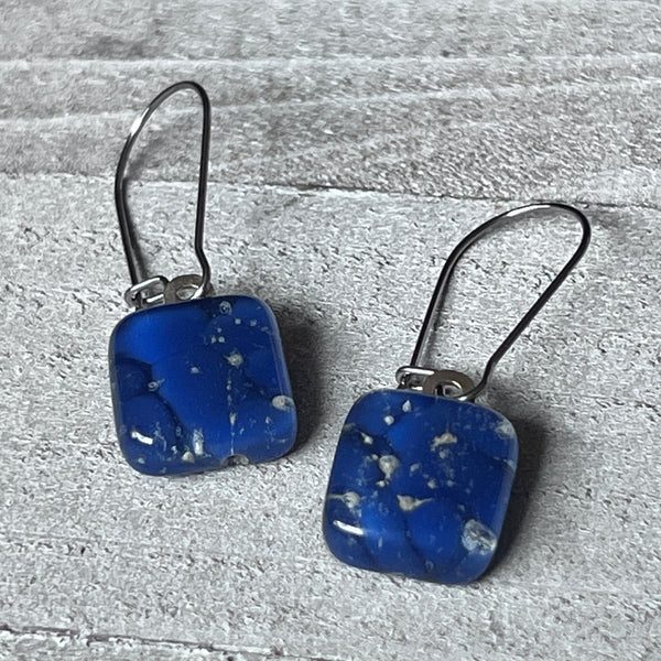 Fused Glass Earrings~ Blue  ~