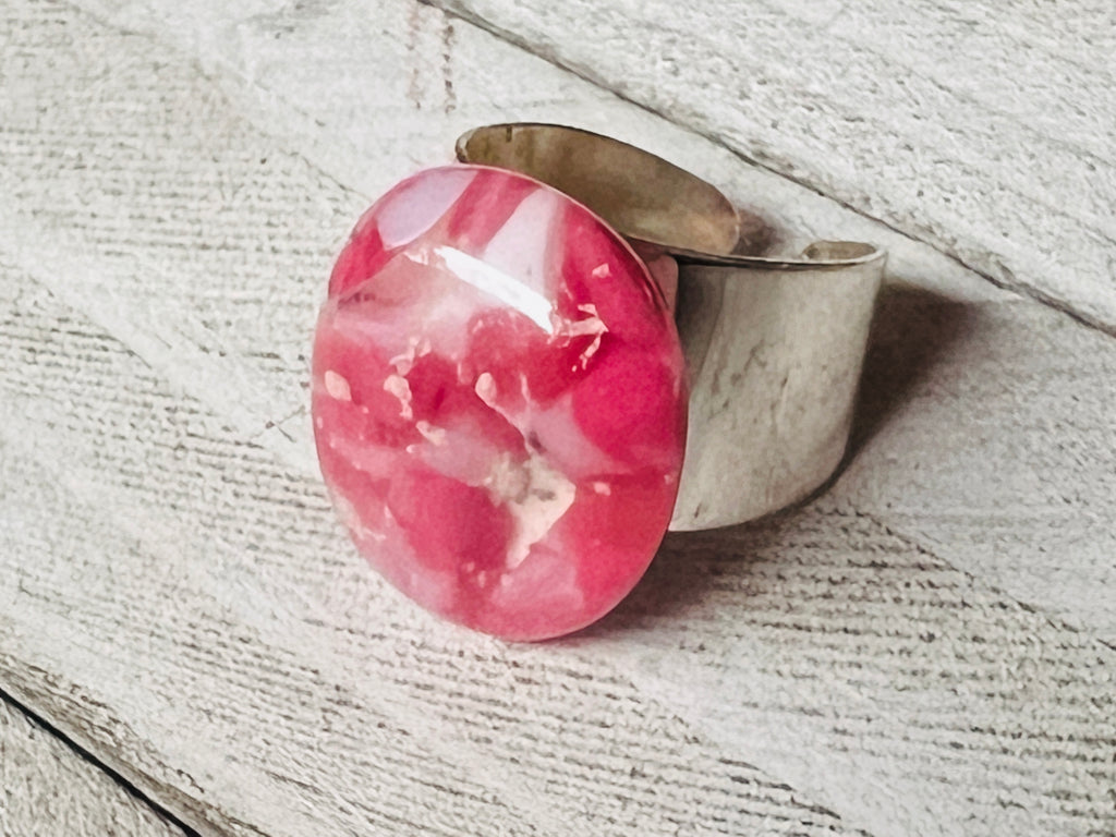 Fused Glass Ring~Pink Sorbet