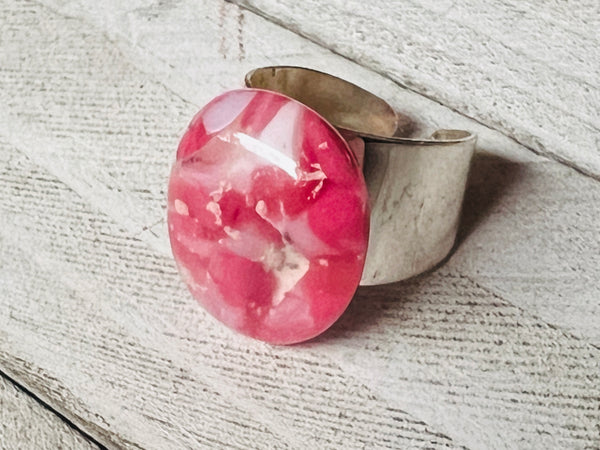 Fused Glass Ring~Pink Sorbet
