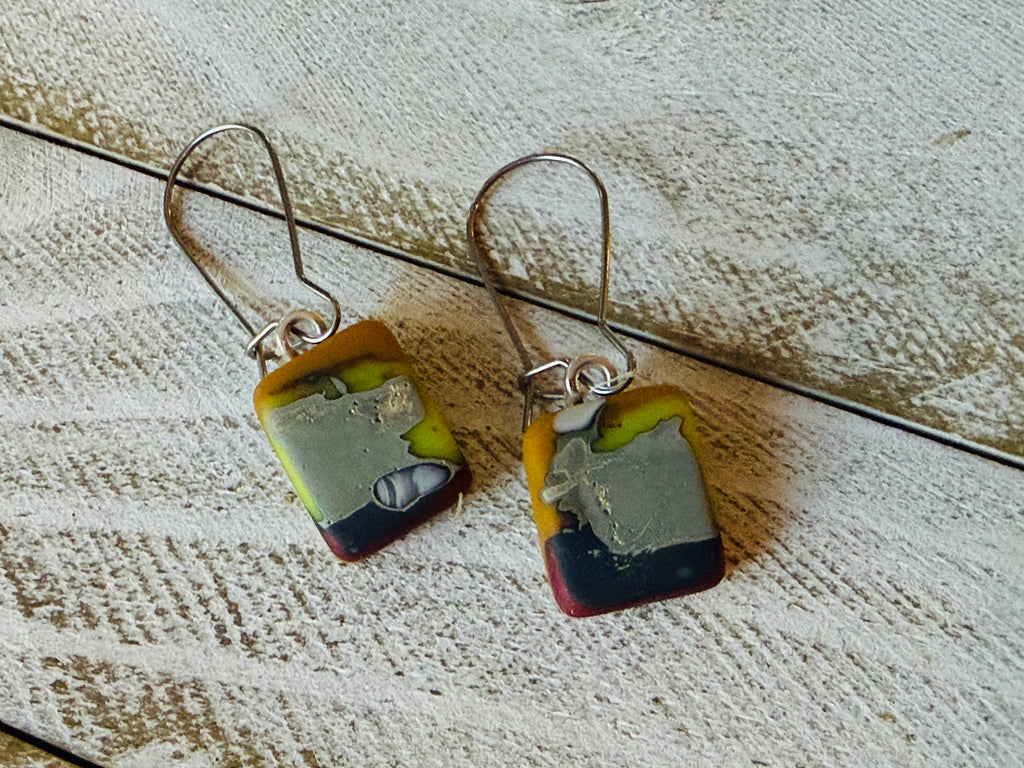 Caramel Swirl Fused Glass Earrings