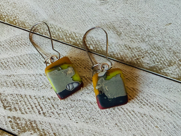 Caramel Swirl Fused Glass Earrings