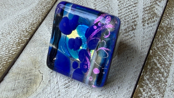 Cobalt Prism Adjustable Ring