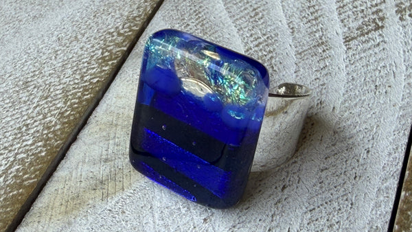 Cobalt Prism Adjustable Ring