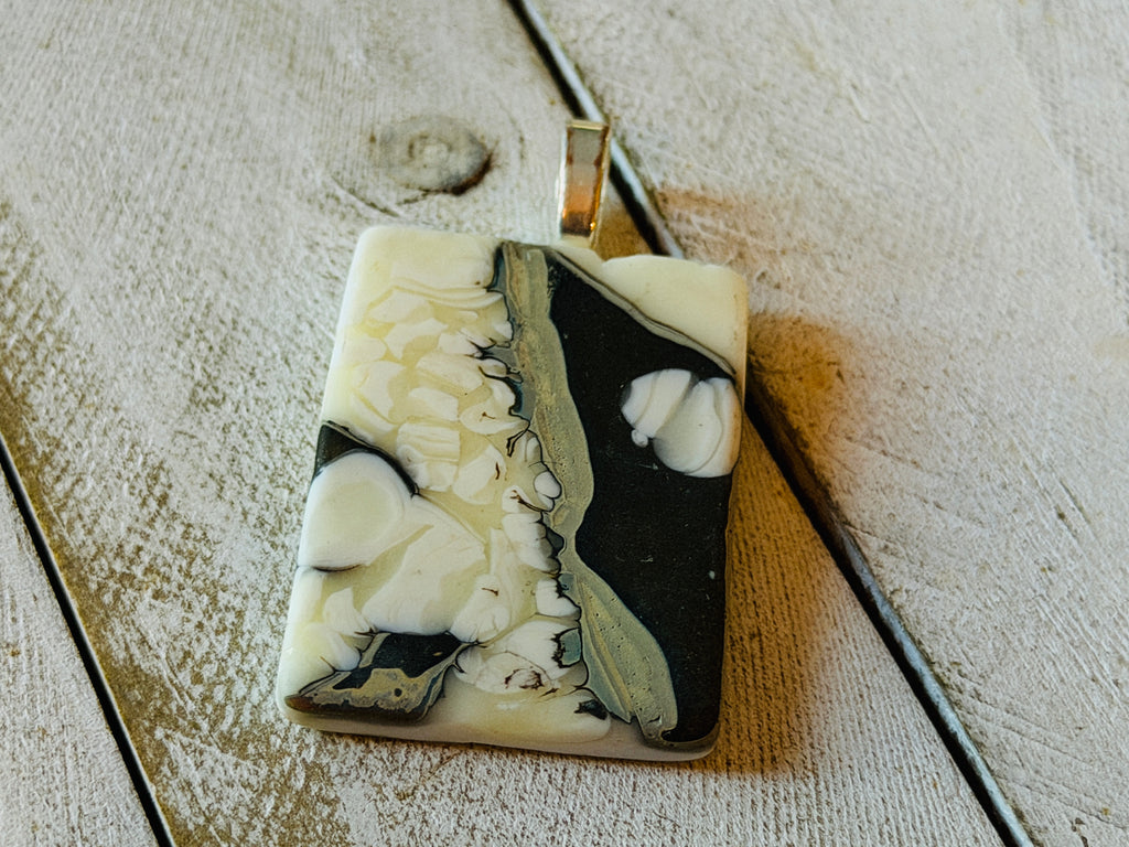Caramel Swirl Fused Glass Pendant