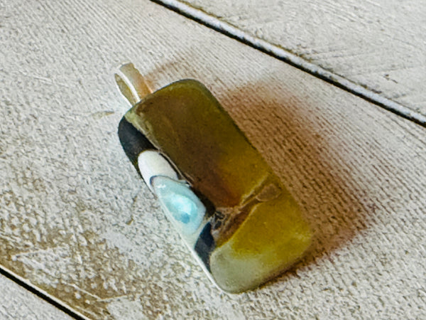 Caramel Swirl Fused Glass Petite Pendant 1.1in