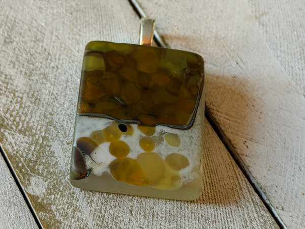 Caramel Swirl Fused Glass Pendant