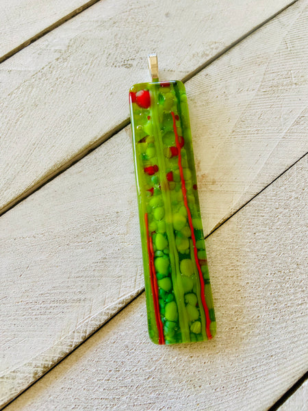 Fused Glass Pendant~ Holly Jolly