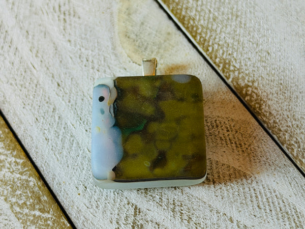 Caramel Swirl Petite 1x1in Fused Glass Pendant