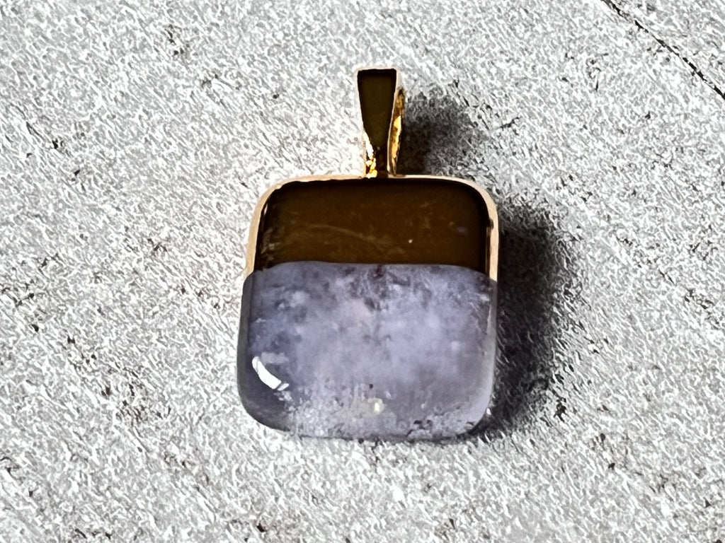 Hand Painted 18k gold fused mini pendant~ Purple