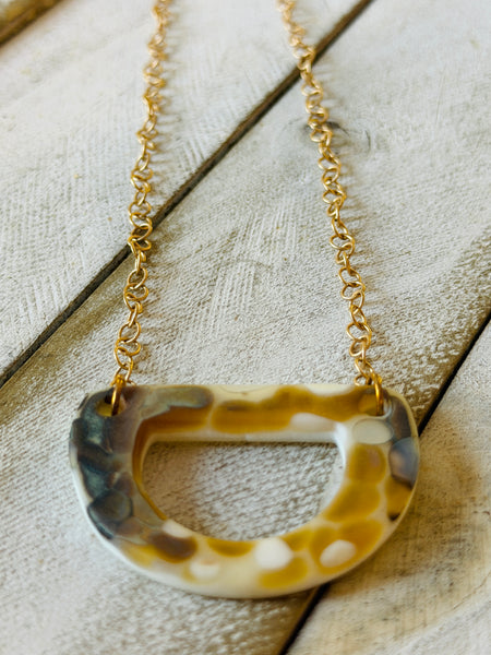 Caramel Swirl Fused Glass Pendant