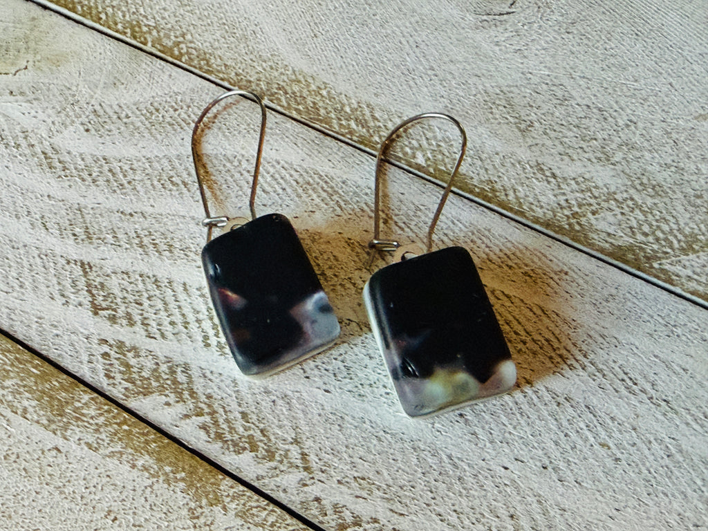 Caramel Swirl Fused Glass Earrings