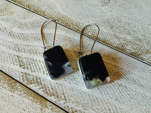 Caramel Swirl Fused Glass Earrings