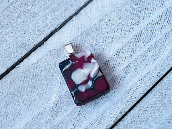 Fused Glass Mini Pendant~ Chocolate Cherry