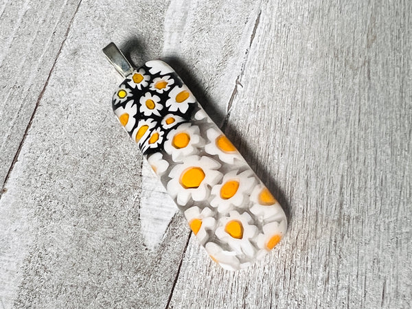 Fused Glass Pendant~Field Of Daisies