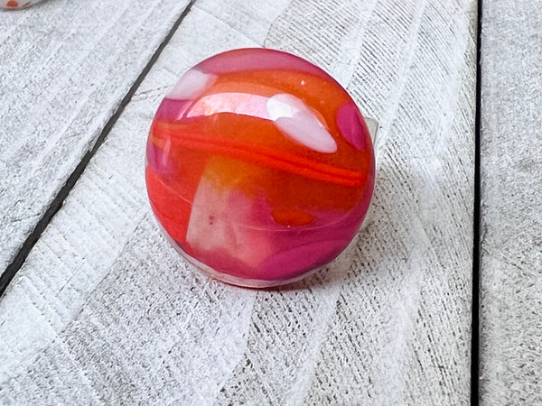 Fused Glass Ring, Orange and Pink