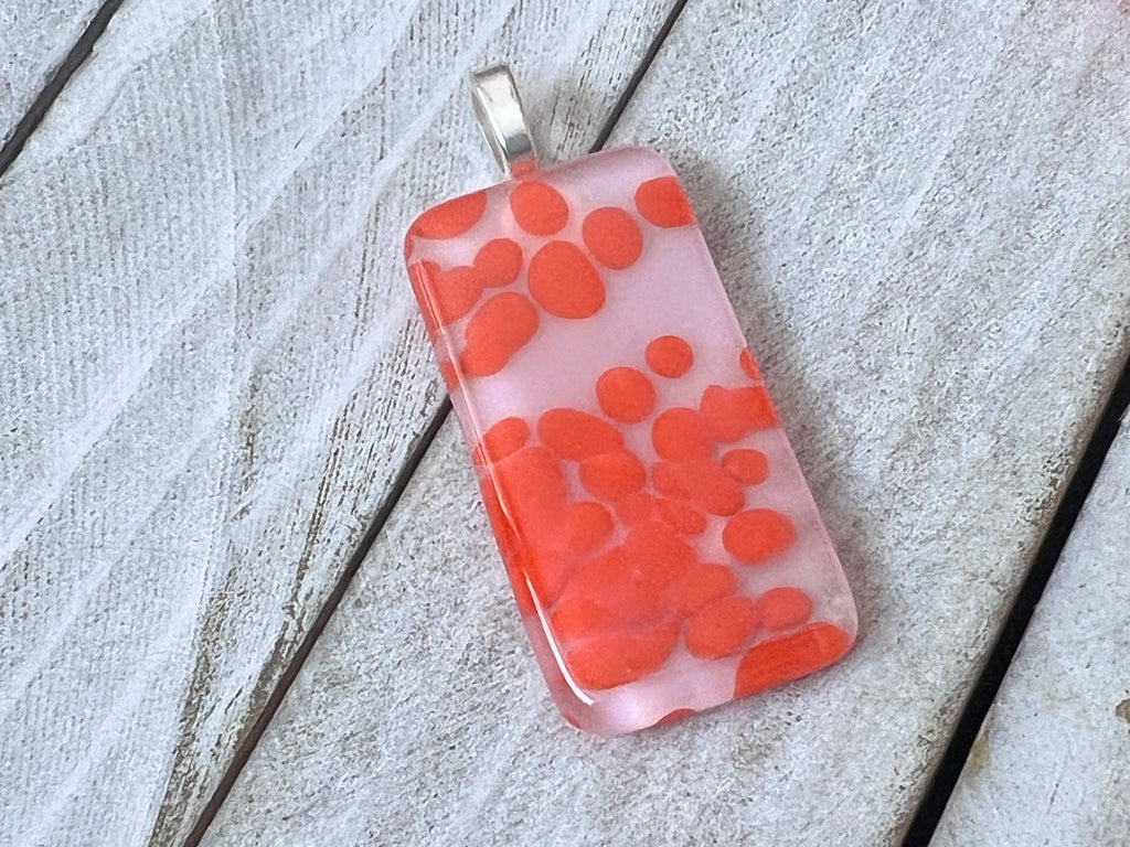 Fused Glass Pendants, Pale Pink & Tangerine