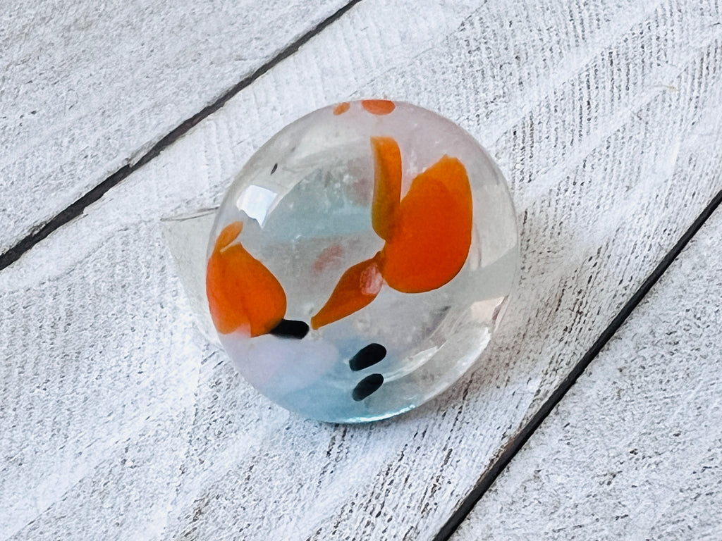 Fused Glass Ring, Orange and Blue