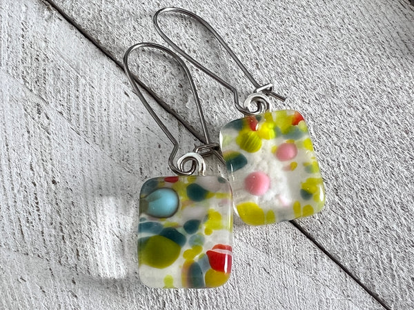 Fused Glass Earrings~Confetti