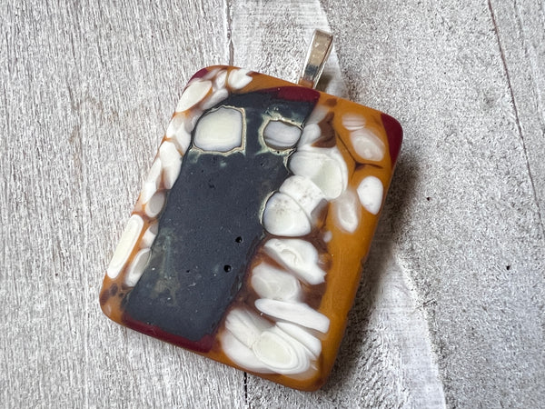 Fused Glass Pendant~ Chocolate Cherry Caramel Apple