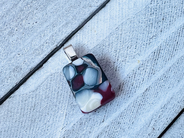 Fused Glass Mini Pendant~ Chocolate Cherry