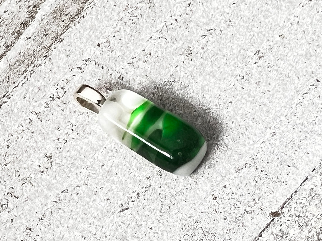 Fused Glass Mini Pendant ~ Kelly Green