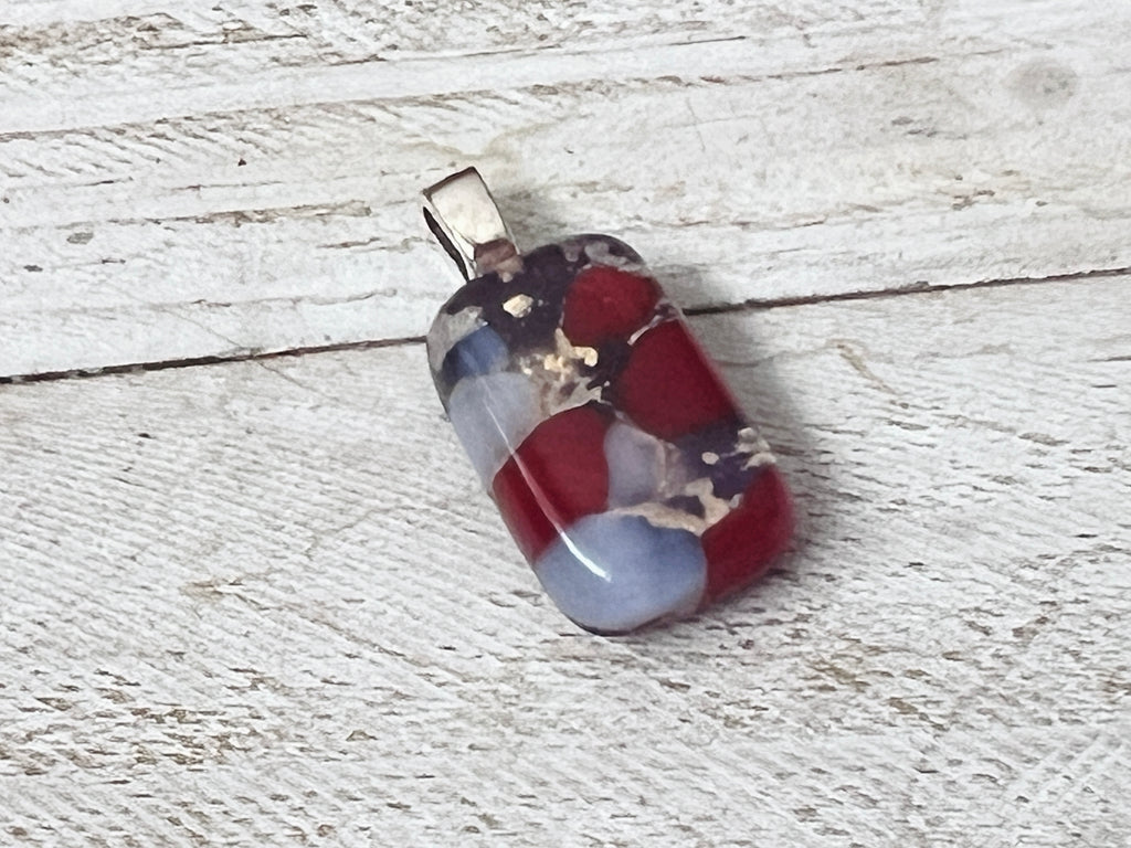 Fused Glass Mini Pendant~Purple Raspberry.