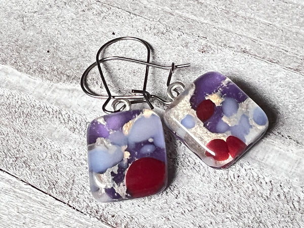 Simply Elegant Purple Glass Earrings