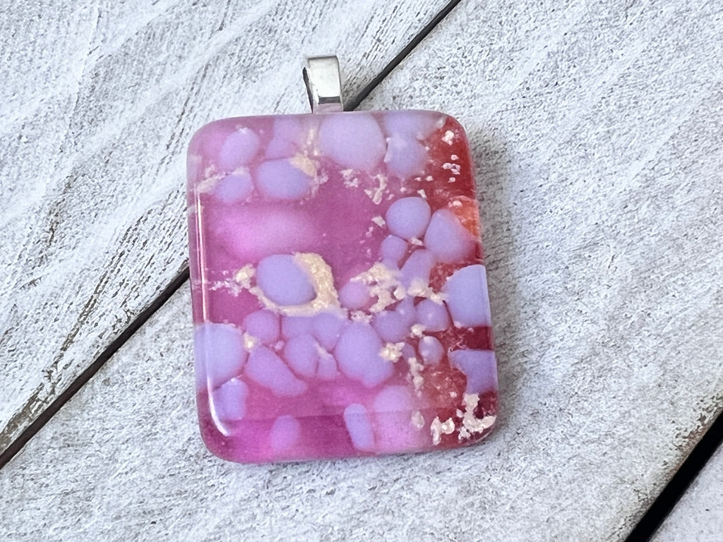 Fused Glass Pendant~Pink and Purple