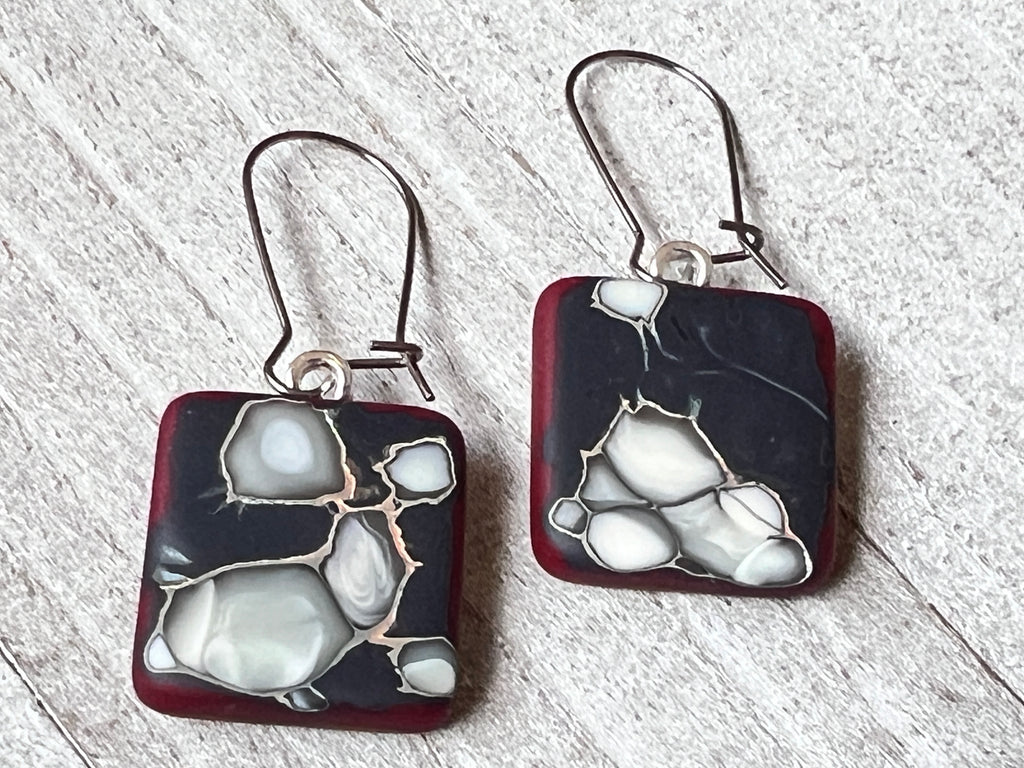 Fused Glass Earrings~ Chocolate Cherry