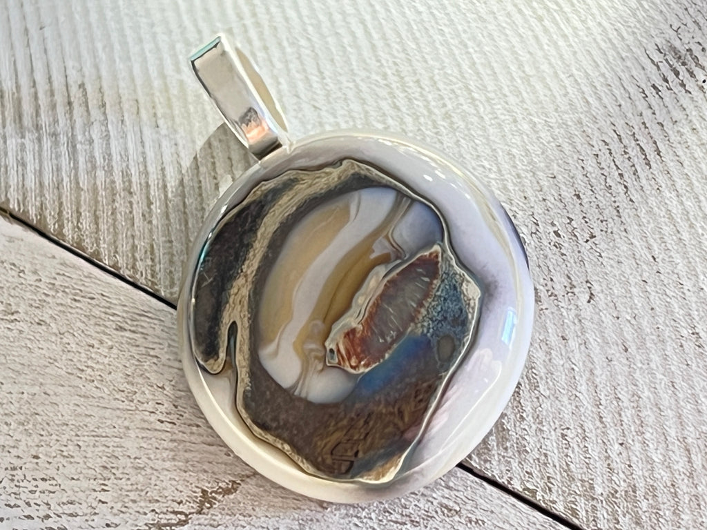 Fused Glass Pendant, In The Flow