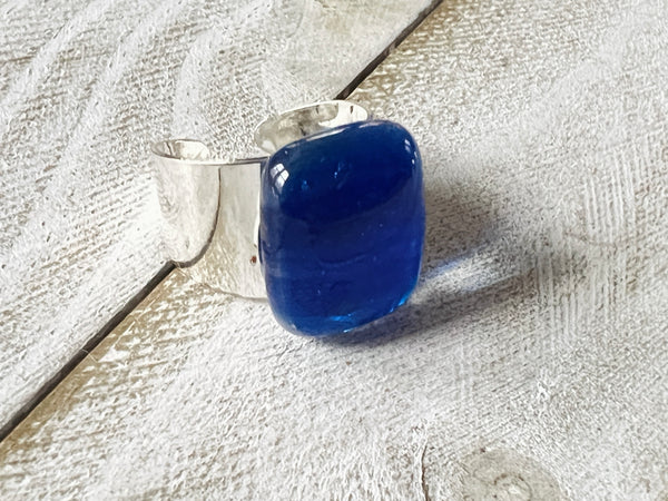 Fused Glass Adjustable Ring~Barrier Reef