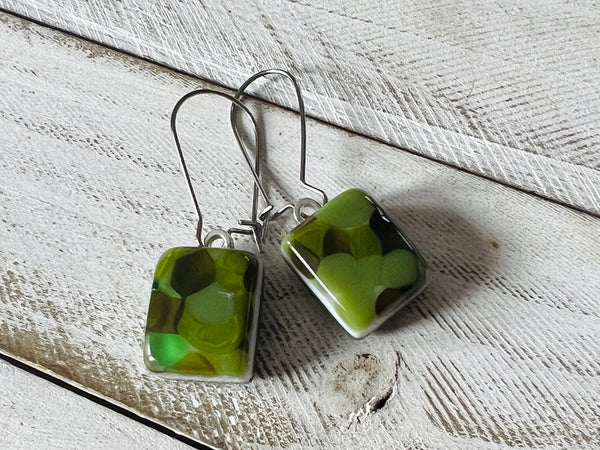 Fused Glass Earrings~Glam Camo