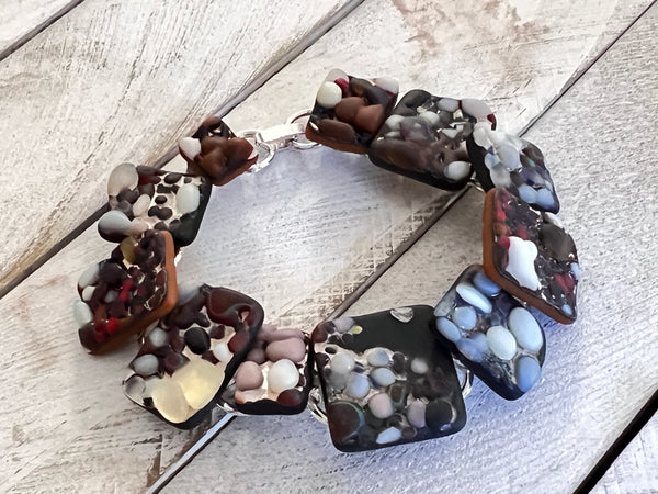 Fused Glass  Bracelet~Caviar Collection