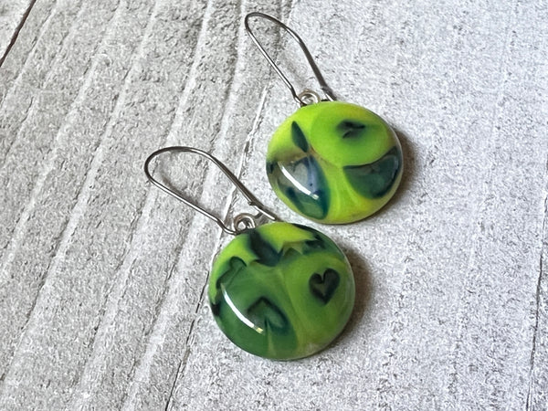 LOVE GB~Thick Fused Glass Earrings