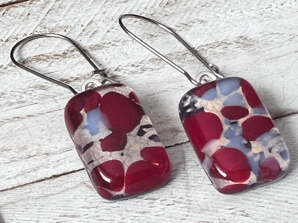 Fused Glass Earrings~Purple Raspberry.