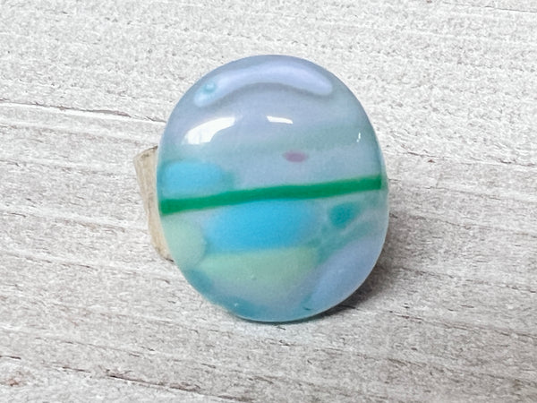 Fused Glass Adjustable Ring~ Pretty as a Peacock 🦚