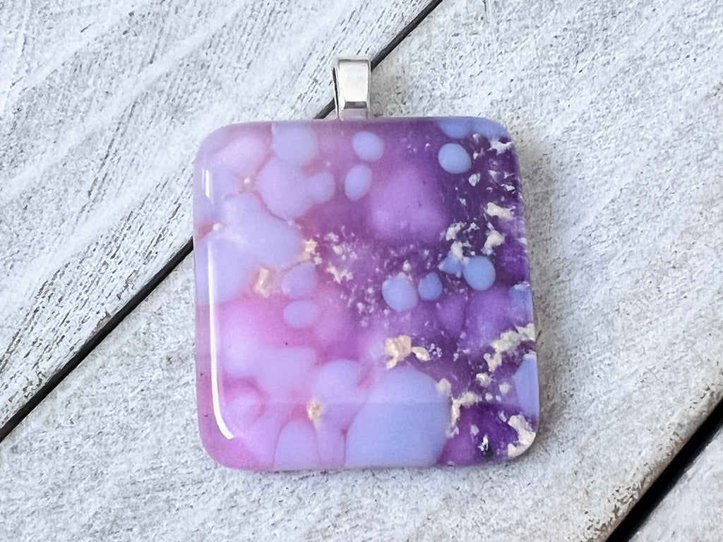 Fused Glass Pendant~Pink and Purple