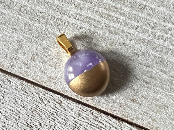 Simply Elegant Fused Glass hand painted gold mini pendant~