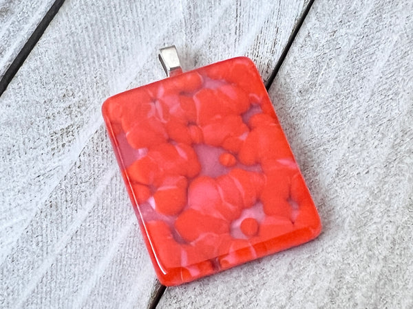 Fused Glass Pendants, Pale Pink & Tangerine