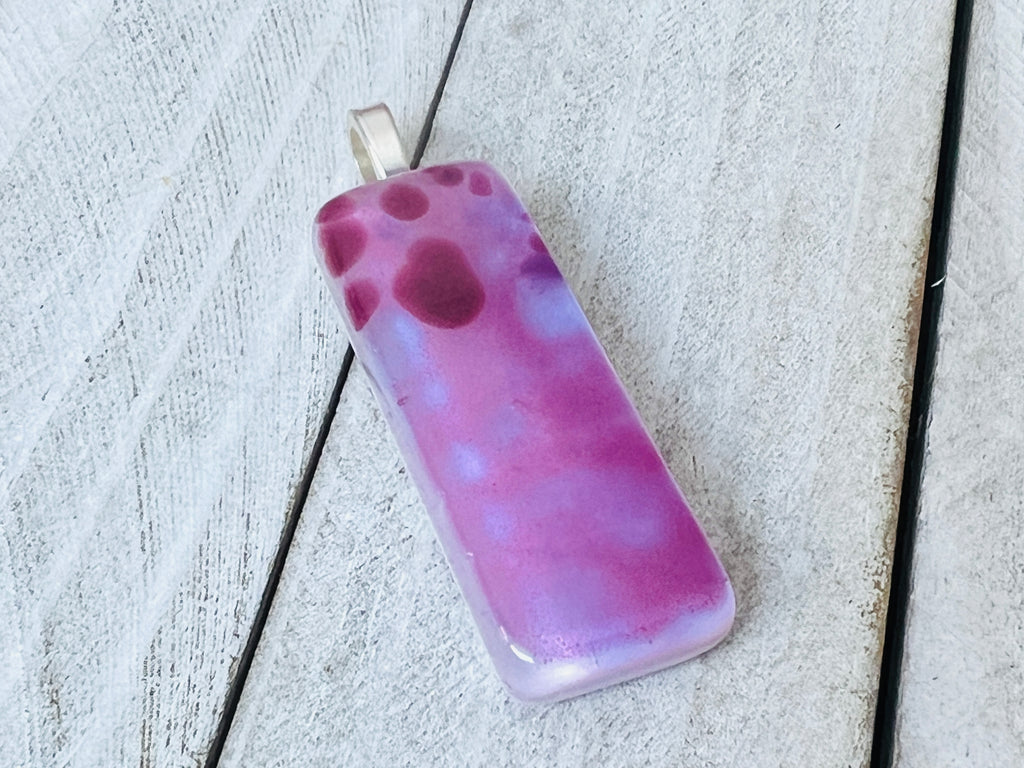 Fused Glass Pendant~Pink and Purple