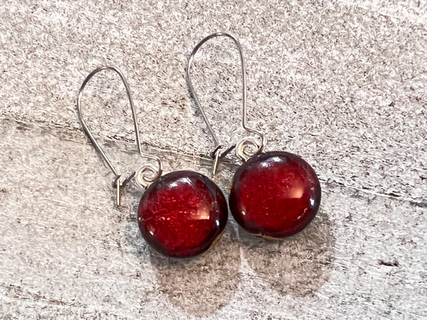 Fused Glass Earrings~ Holly Jolly