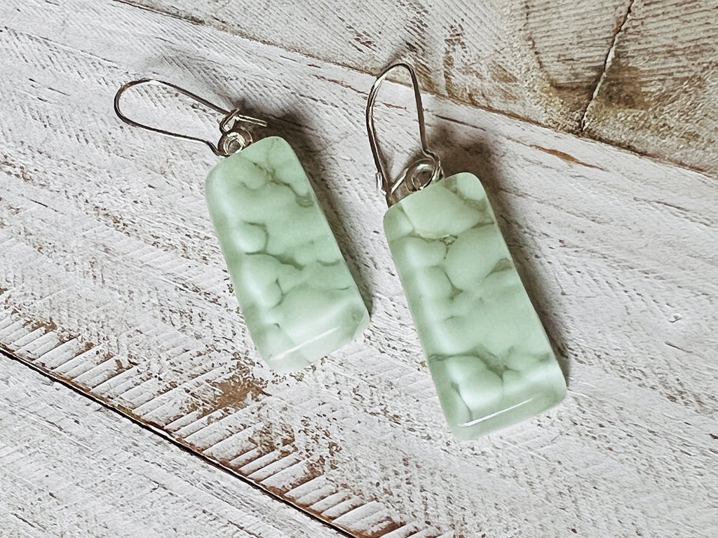 Fused Glass Earrings~Seafoam