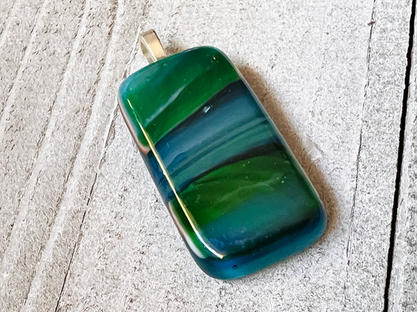 Fused Glass Pendant, In The Flow