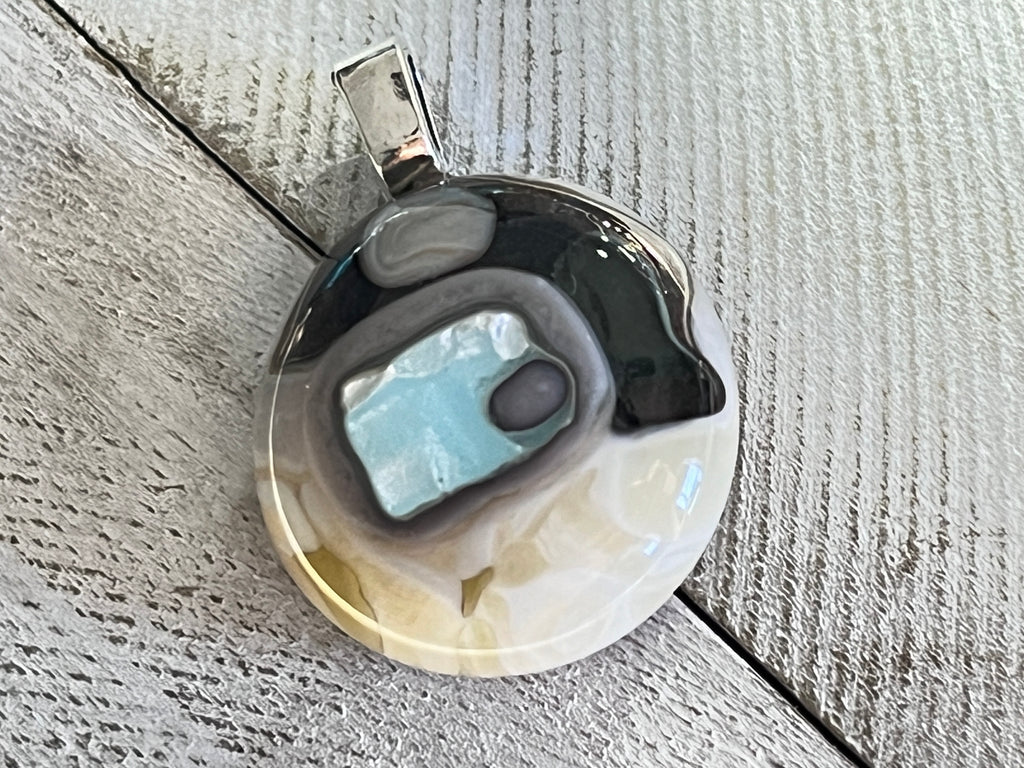 Fused Glass Pendant, In The Flow