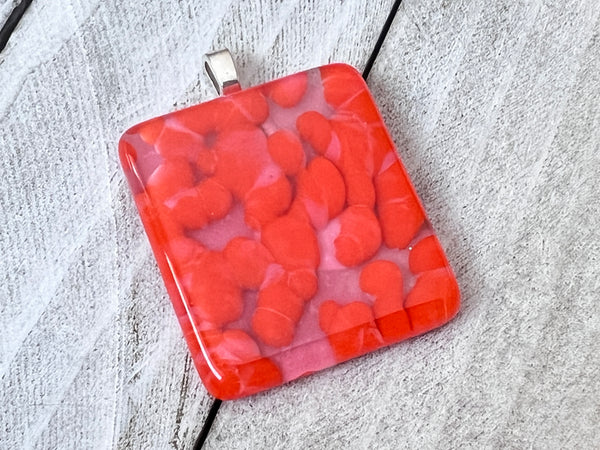 Fused Glass Pendants, Pale Pink & Tangerine