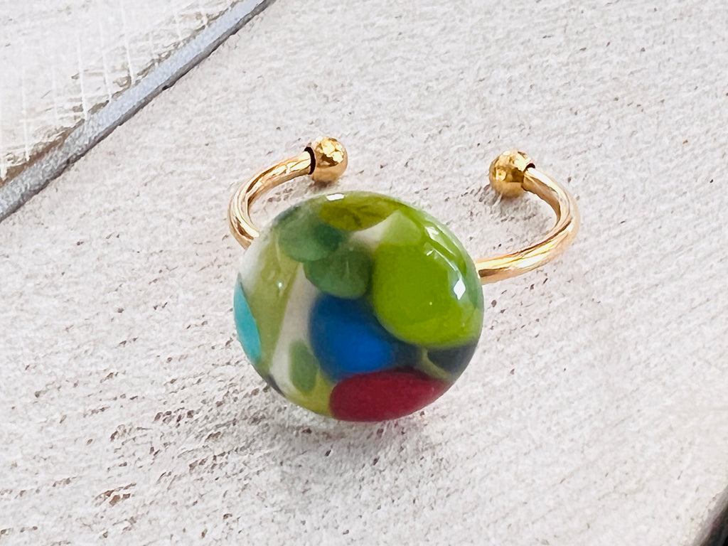 Fused Glass Stackable Ring~Confetti