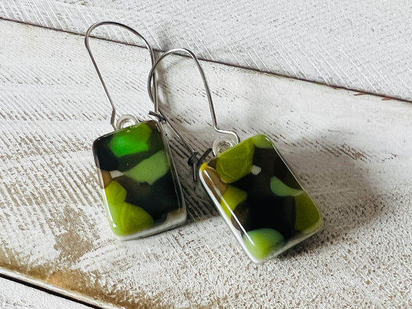 Fused Glass Earrings~Glam Camo