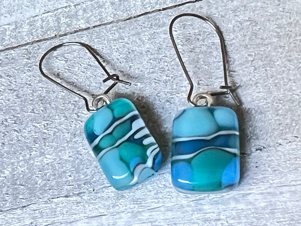 Fused Glass Earrings~Coral Garden