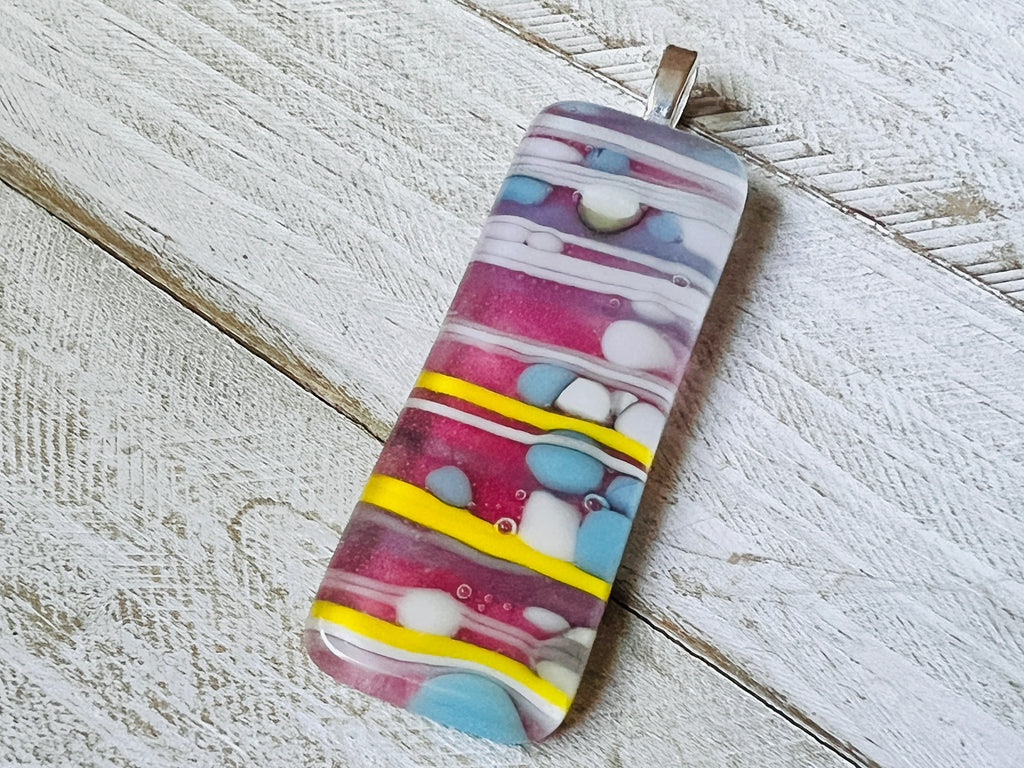 Fused Glass Pendant~Electric Lemonade